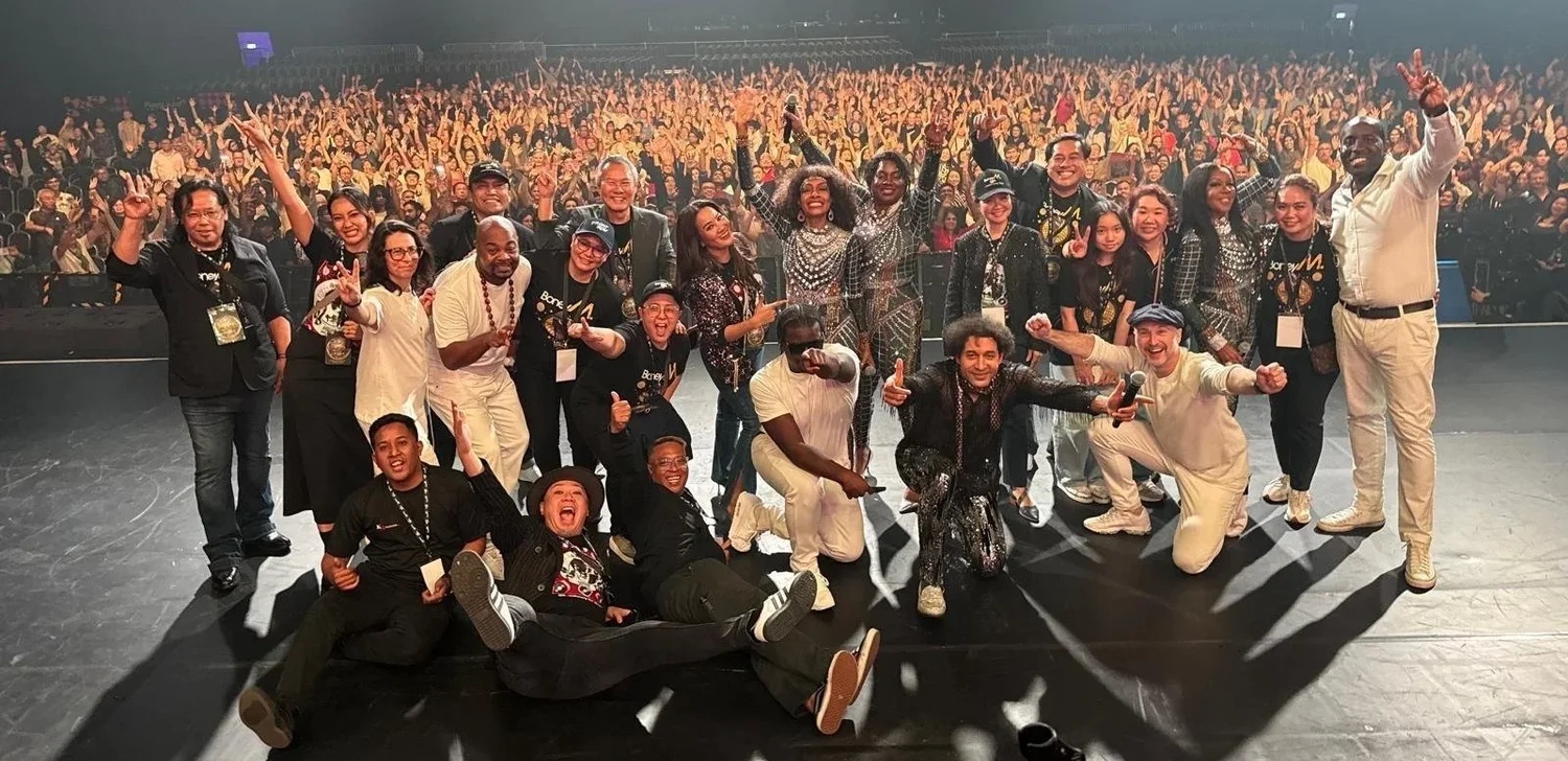 Front Row Entertainment team with Original Boney M featuring Maizie Williams